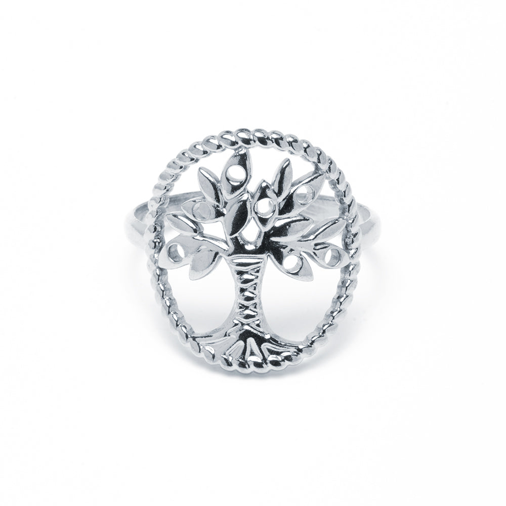 Anillo Arbol Vida Ajustable Acero