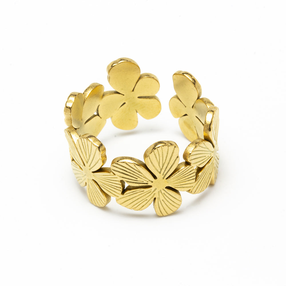 Anillo Flores Ajustable Acero