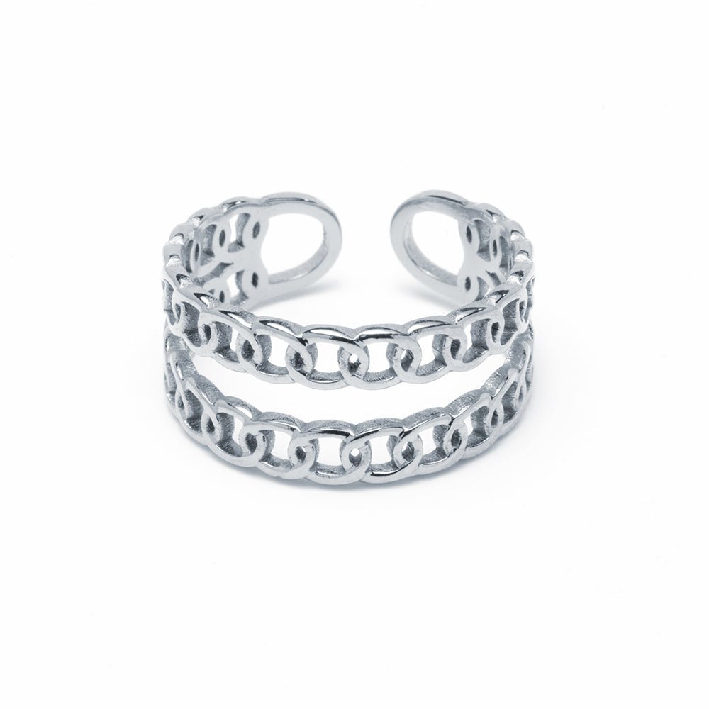 Anillo Doble Chain Ajustable Acero