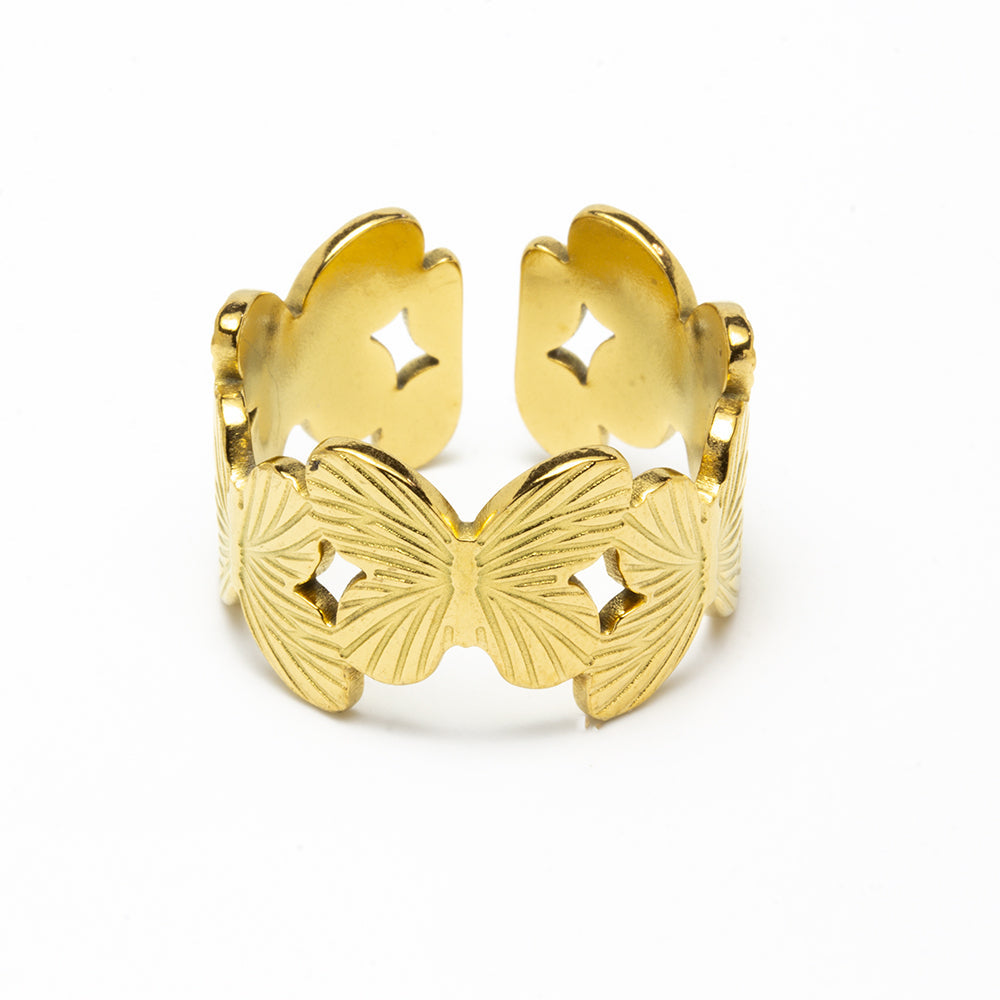 Anillo Mariposas Ajustable Acero