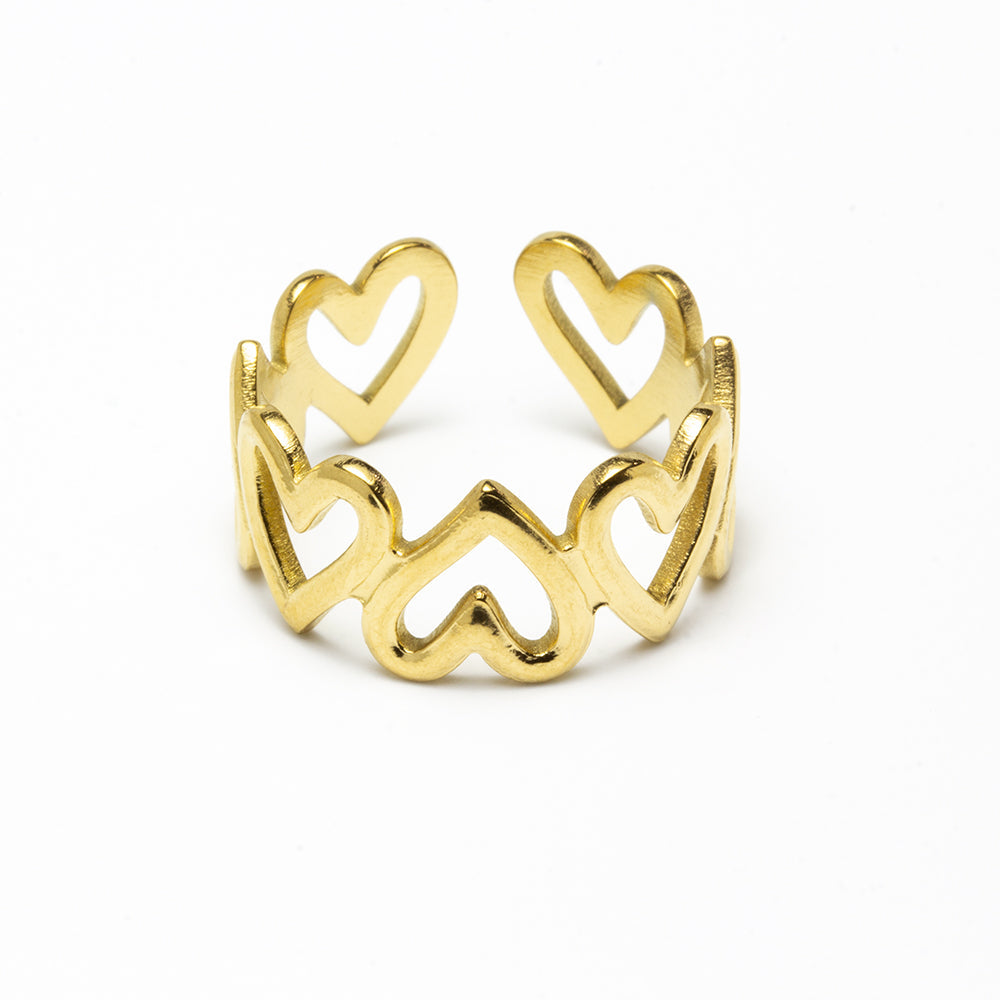 Anillo Corazones Ajustable Acero