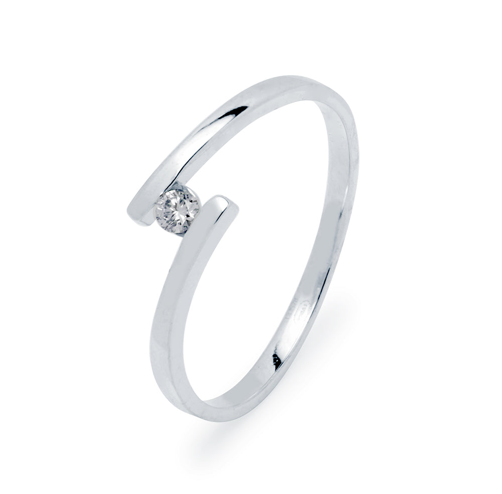 Solitario Cruzado Diamantes 0.06ct Platino