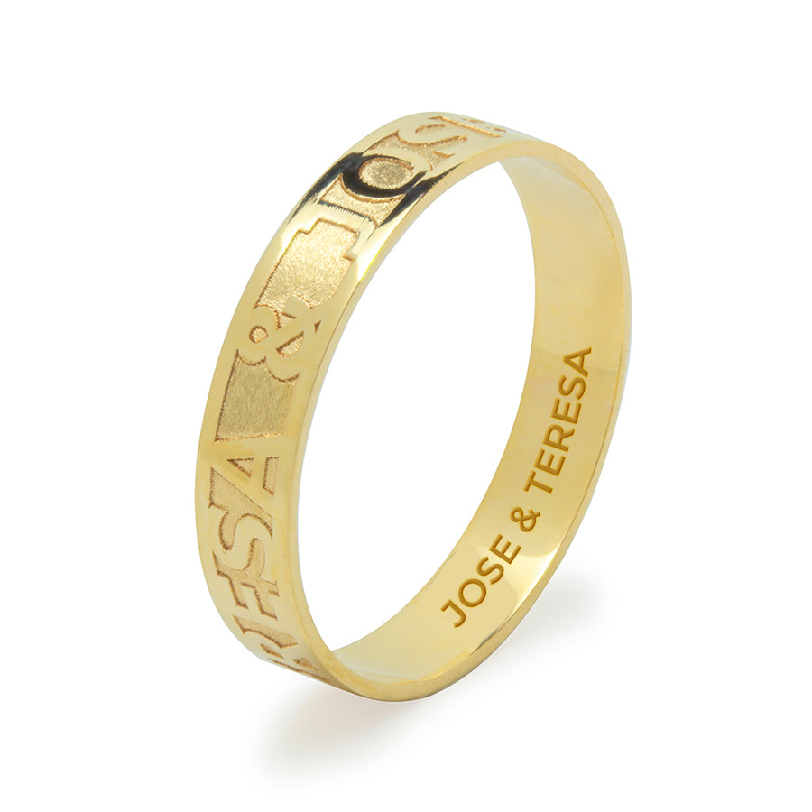 Alianza de Boda 5mm Nombres Oro 18k