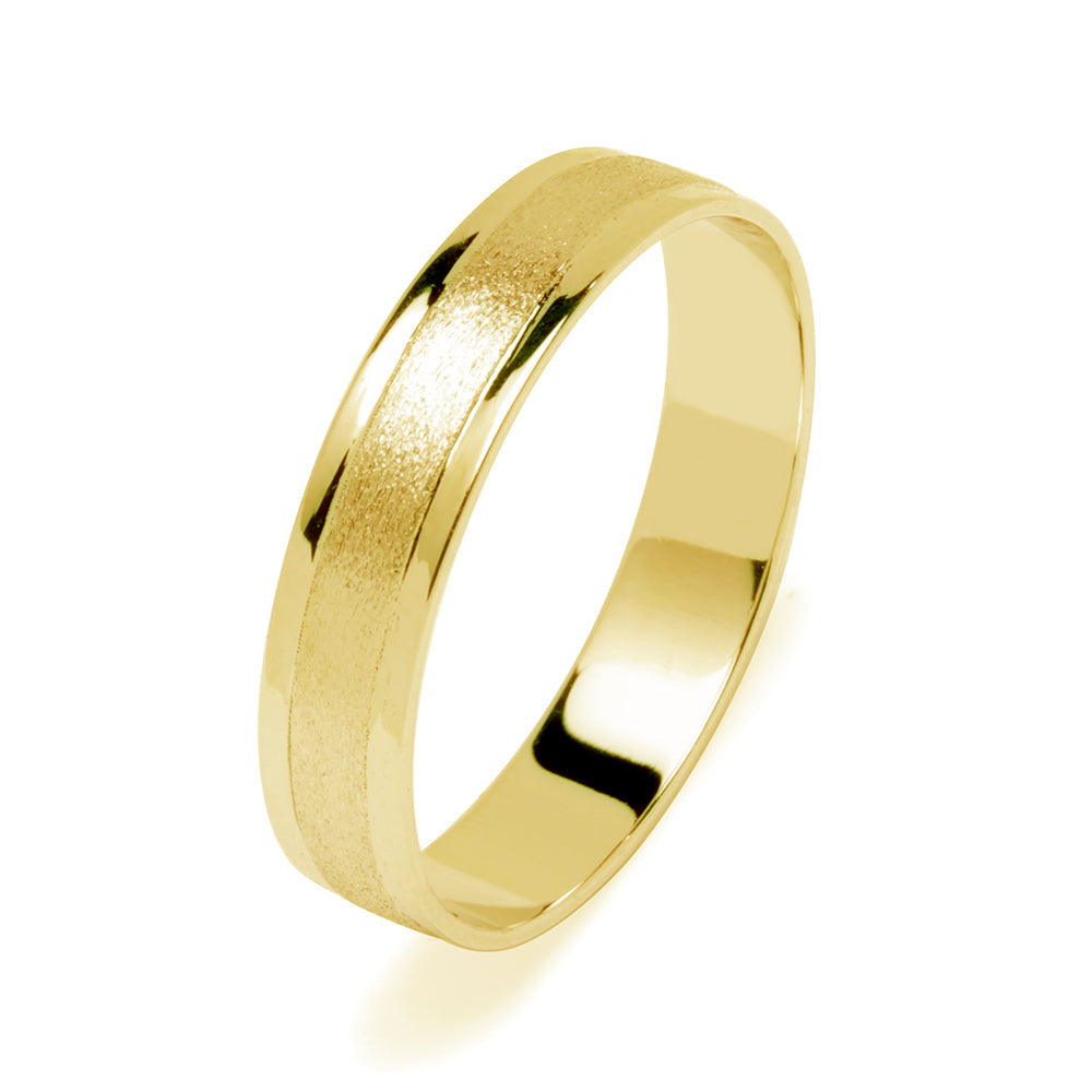 Alianza de Boda Satinado Centro 4mm Oro 9k