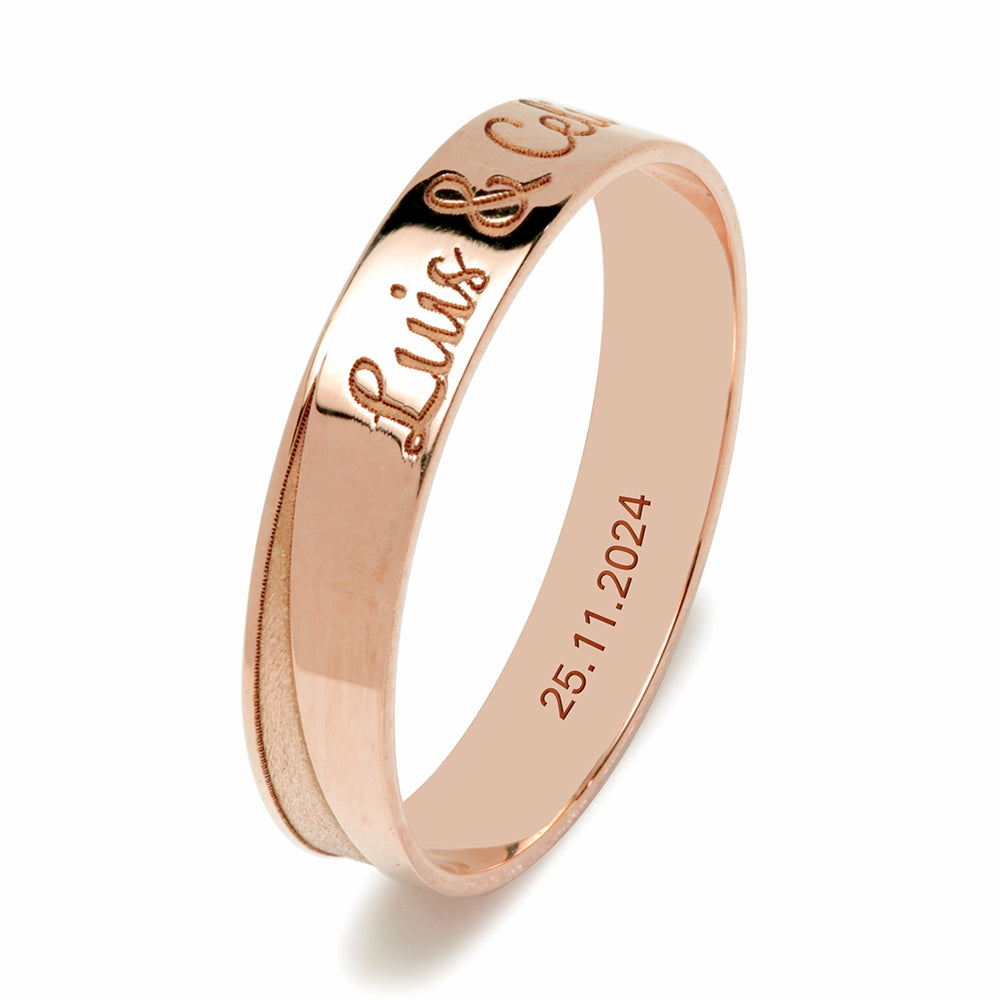 Alianza de Boda 4mm Nombre Letra Inglesa Oro 18k