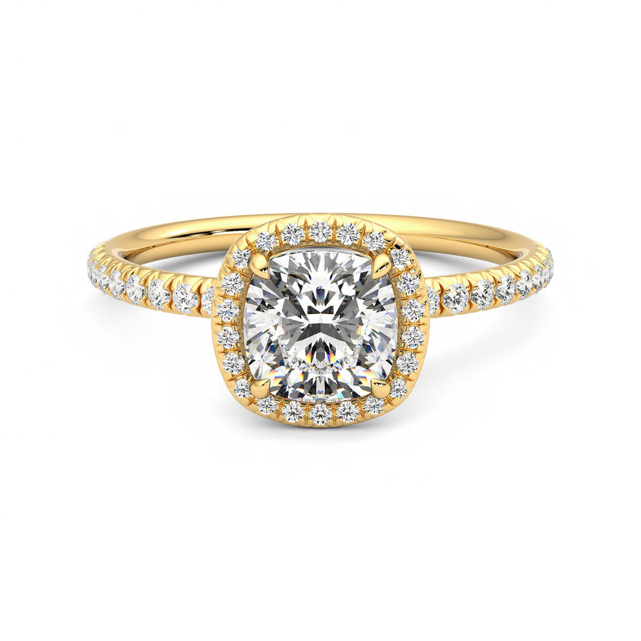 Anillo Princess Halo Pavé Diamante y Oro 18k