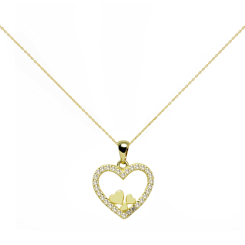 Collar Corazón Circonitas Oro