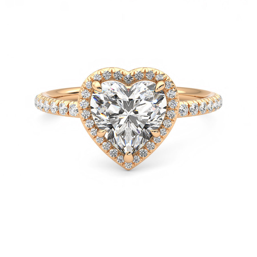 Anillo Scintille Halo Pavé Diamante y Oro Rosa 18k