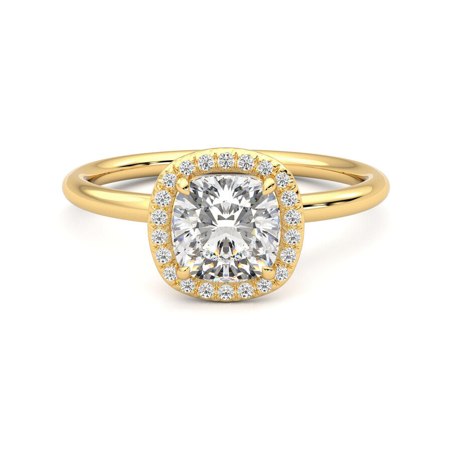 Anillo Brilliant Halo Diamante y Oro 18k