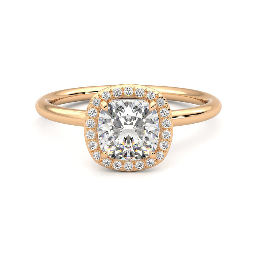 Anillo Brilliant Halo Diamante y Oro Rosa 18k