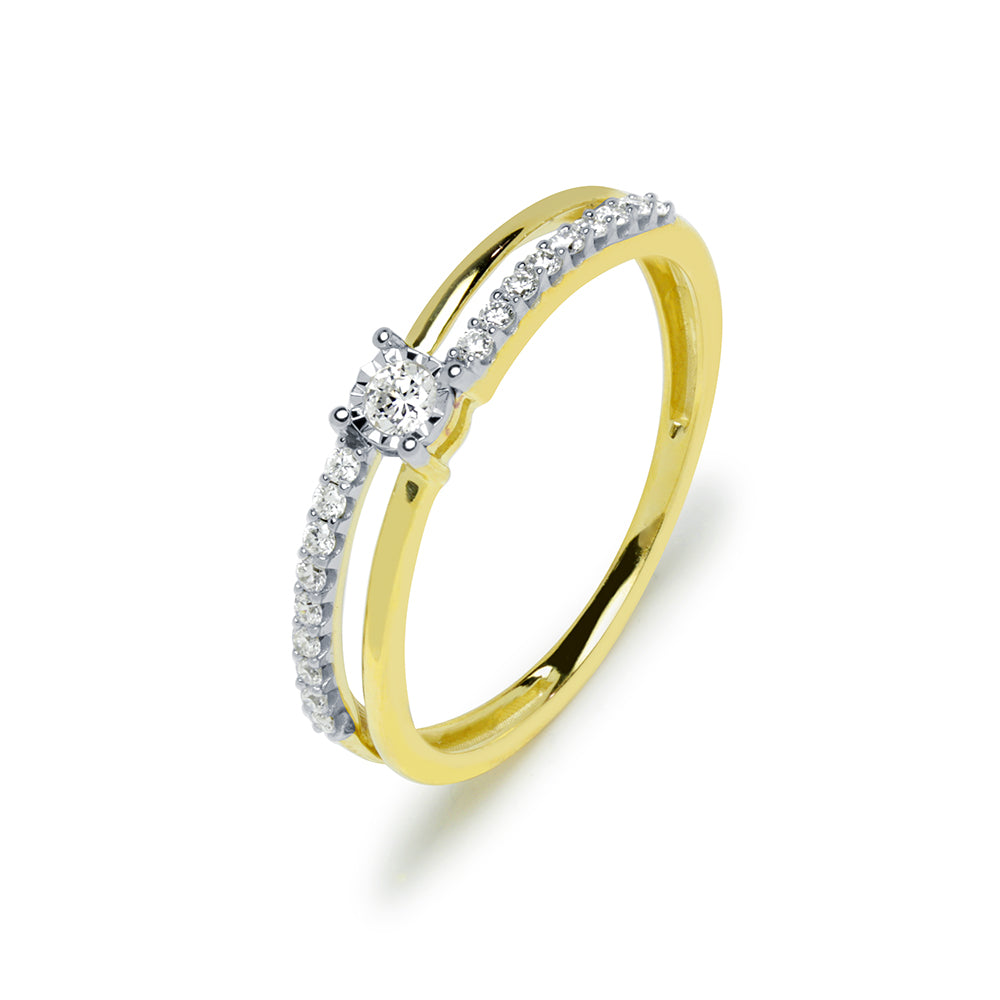 Anillo Diamantes Solitario Americano 0,17ct. Oro