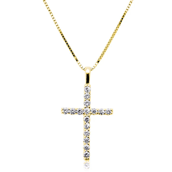 Cadena y Colgante Cruz Diamantes 0.24ct oro