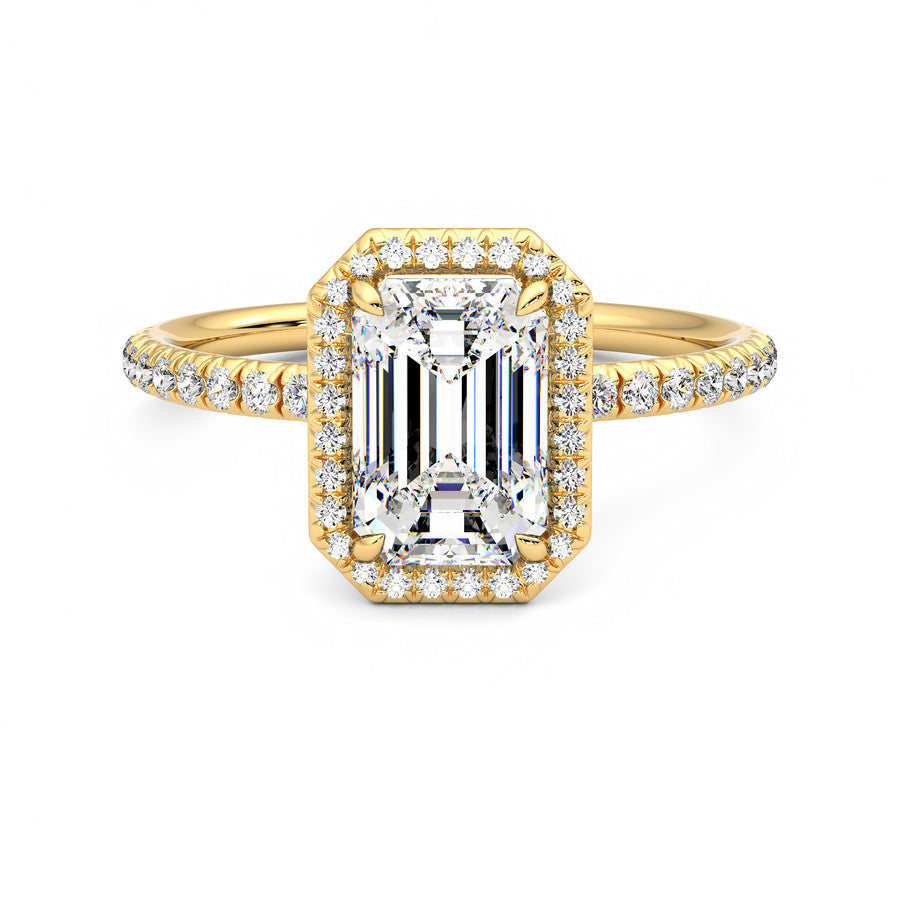 Anillo Radiance Halo Pavé Diamante y Oro 18k