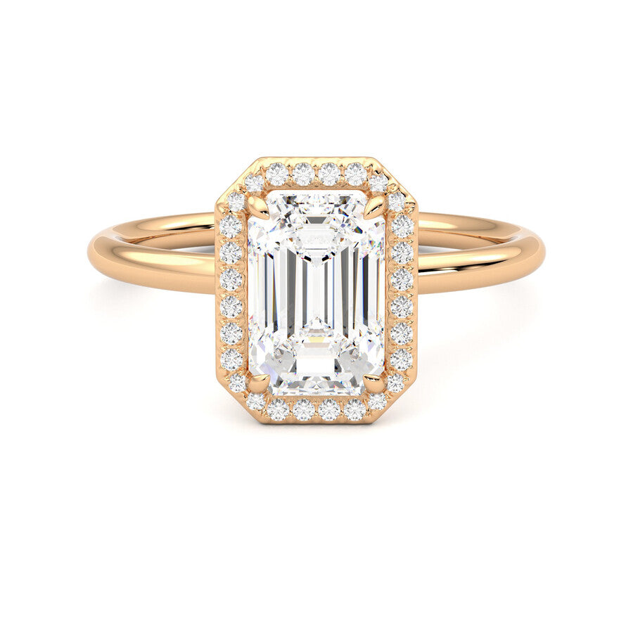 Anillo Princess Halo Diamante y Oro Rosa 18k