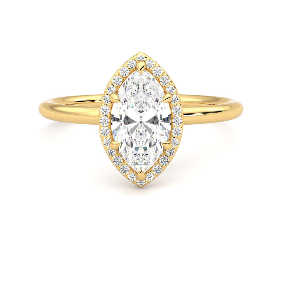 Anillo Brilliant Halo Diamante y Oro 18k