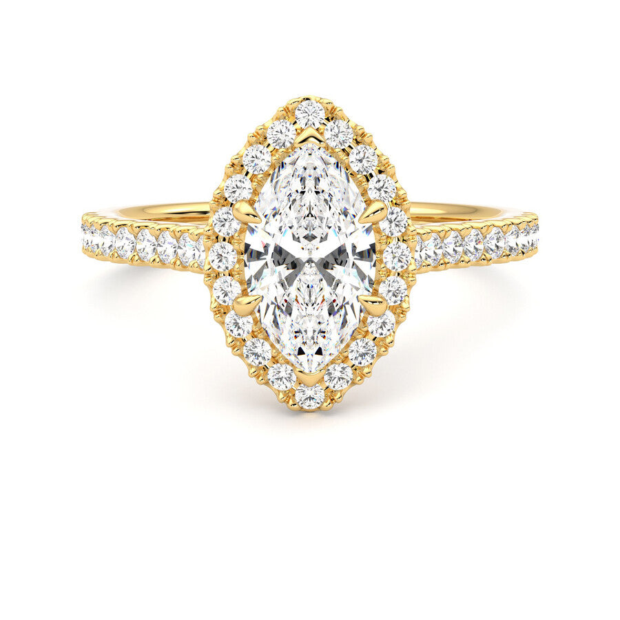 Anillo Princess Halo Pavé Diamante y Oro 18k