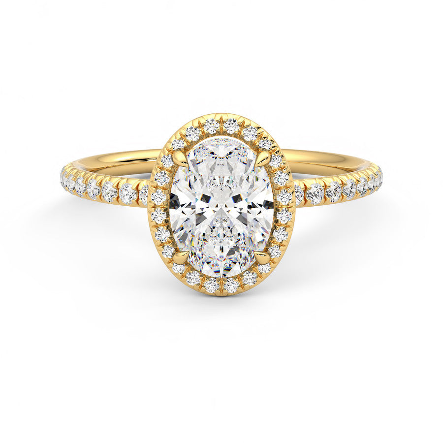 Anillo Radiance Halo Pavé Diamante y Oro 18k