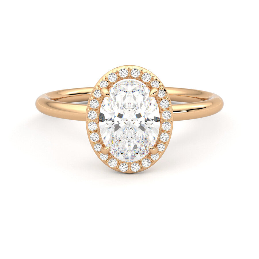 Anillo Scintille Halo Diamante y Oro Rosa 18k