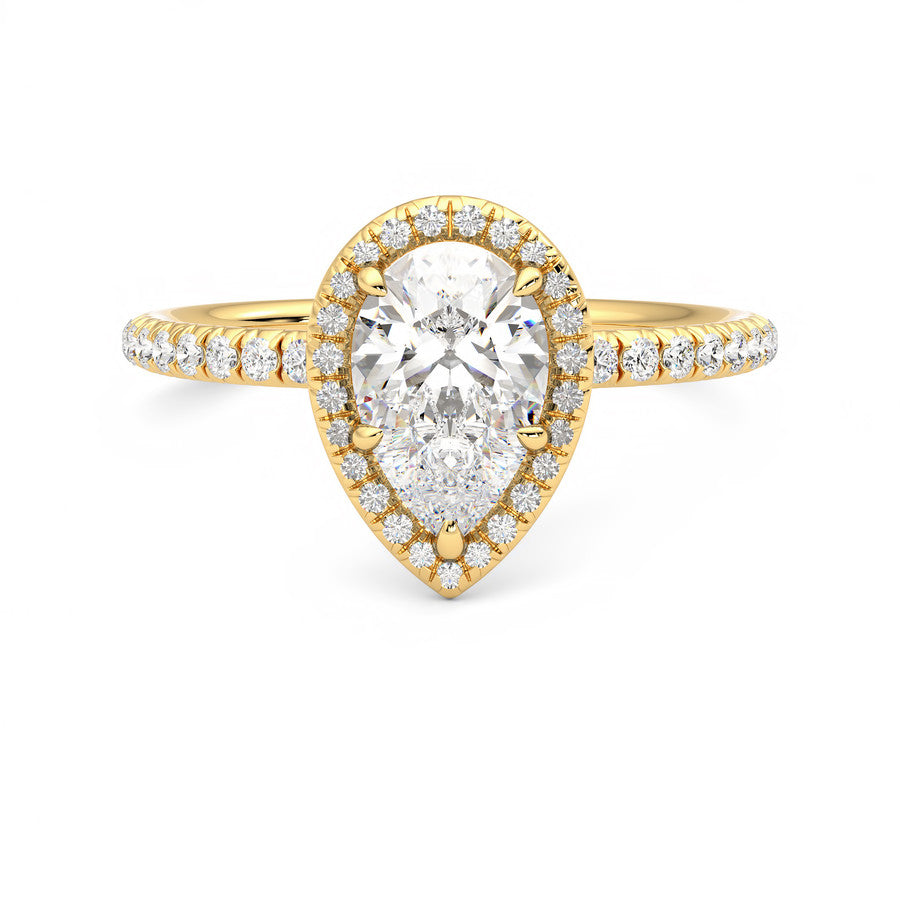 Anillo Lumiere Halo Pavé Diamante y Oro 18k