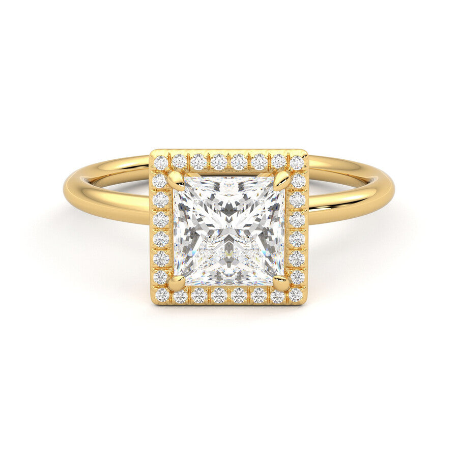 Anillo Brilliant Halo Diamante y Oro 18k