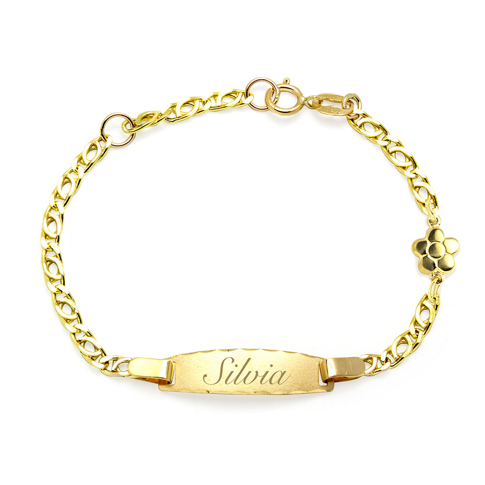 Pulsera Bebé No Me Olvides Flor Oro