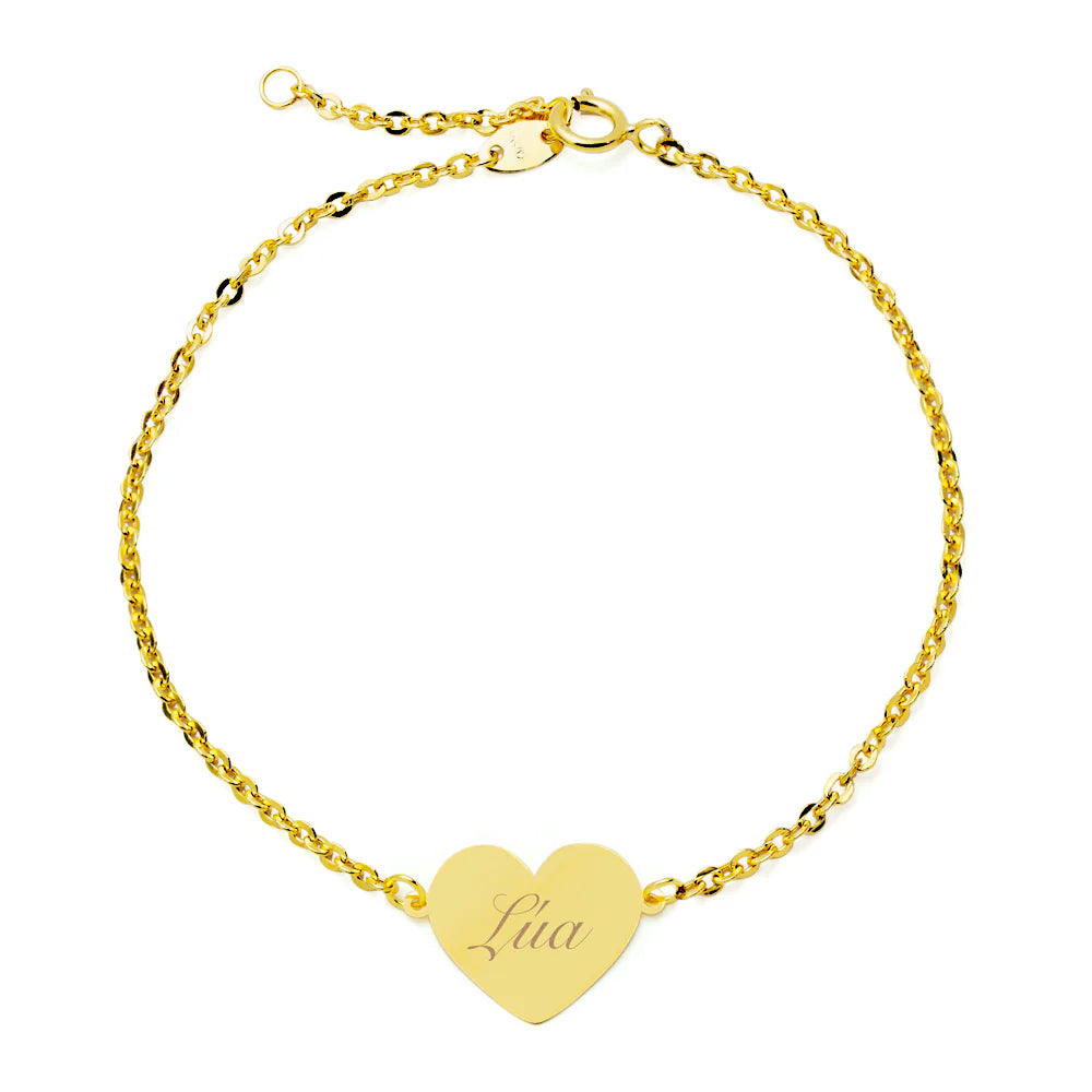 Pulsera Personalizable Corazon Oro