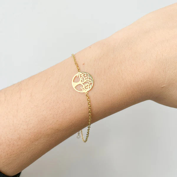 Pulsera Personalizable Árbol Vida Oro