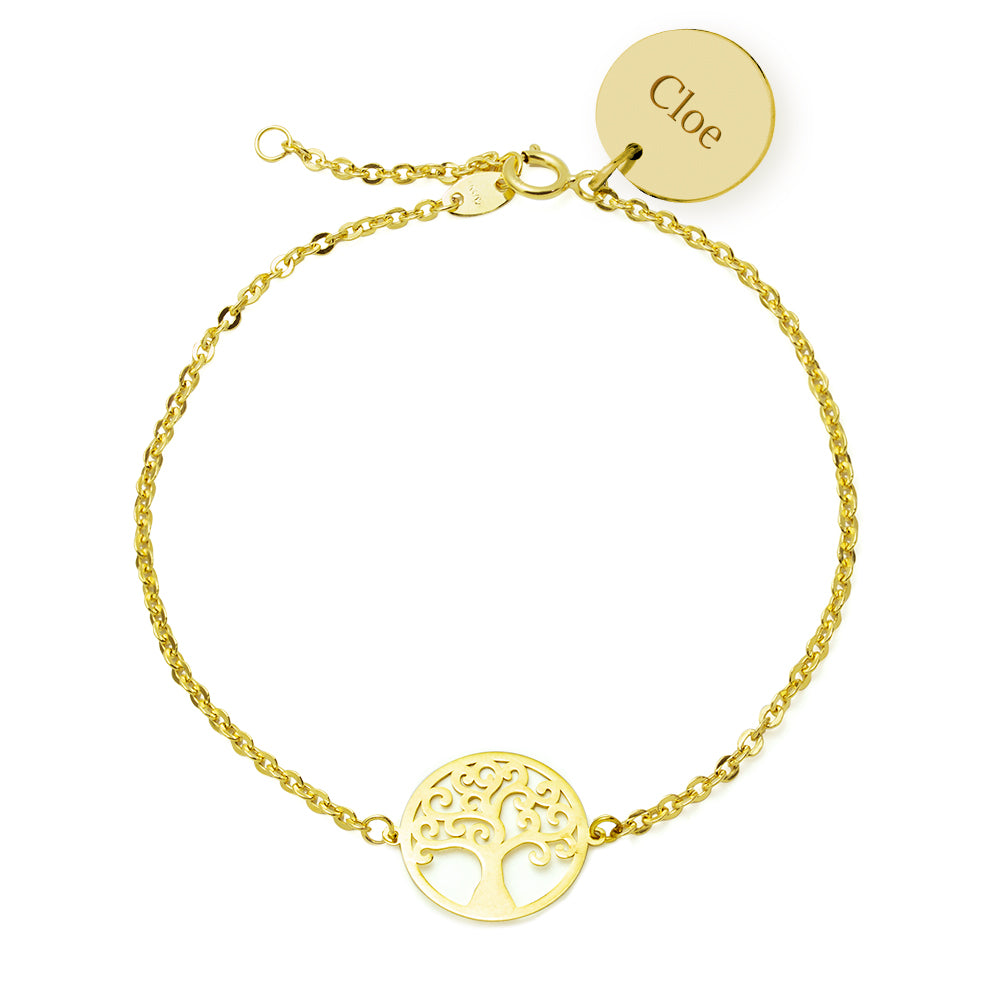 Pulsera Personalizable Árbol Vida Oro