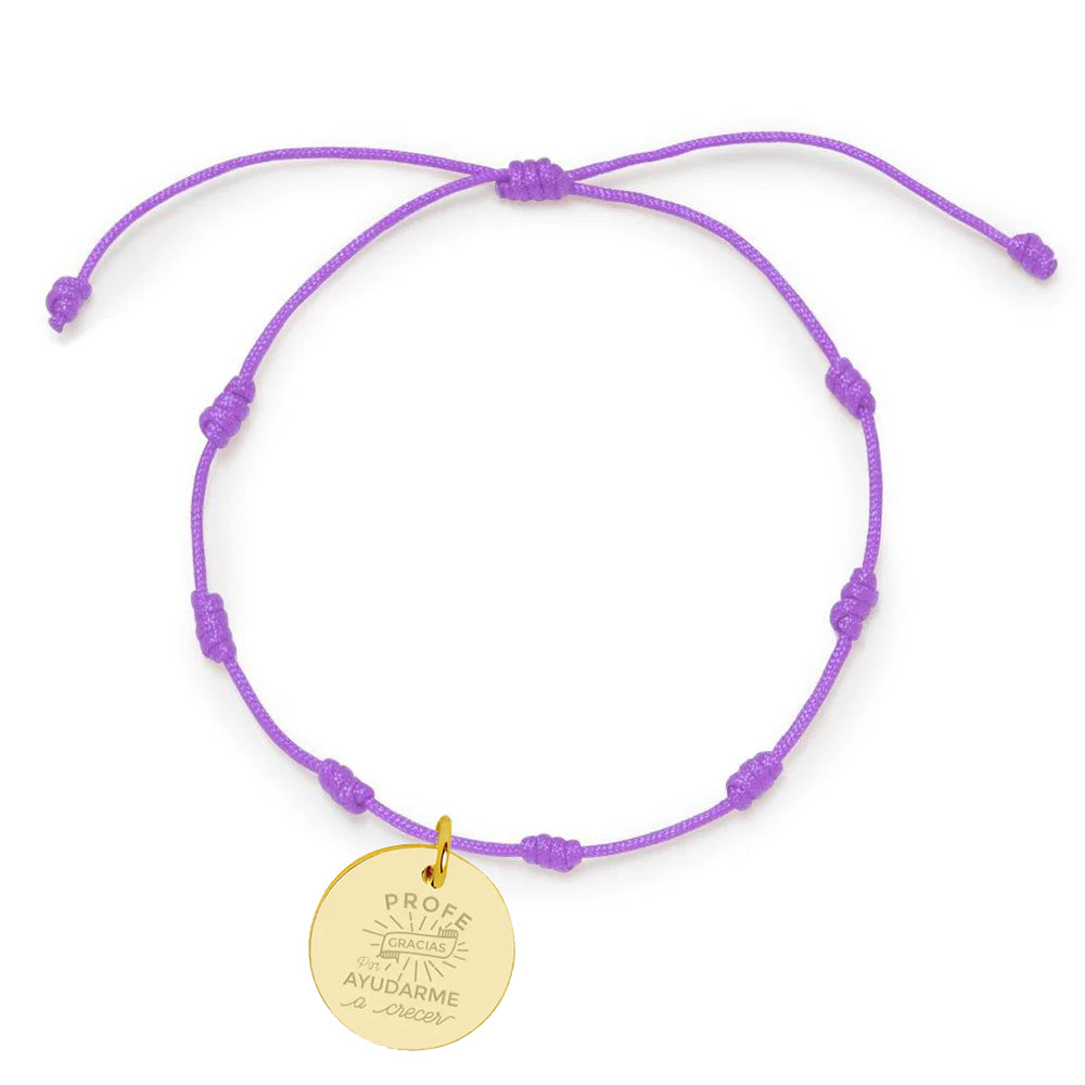 Pulsera Personalizable 7 nudos Lila Oro