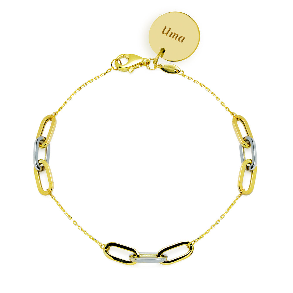 Pulsera Personalizable Eslabones bicolor Oro