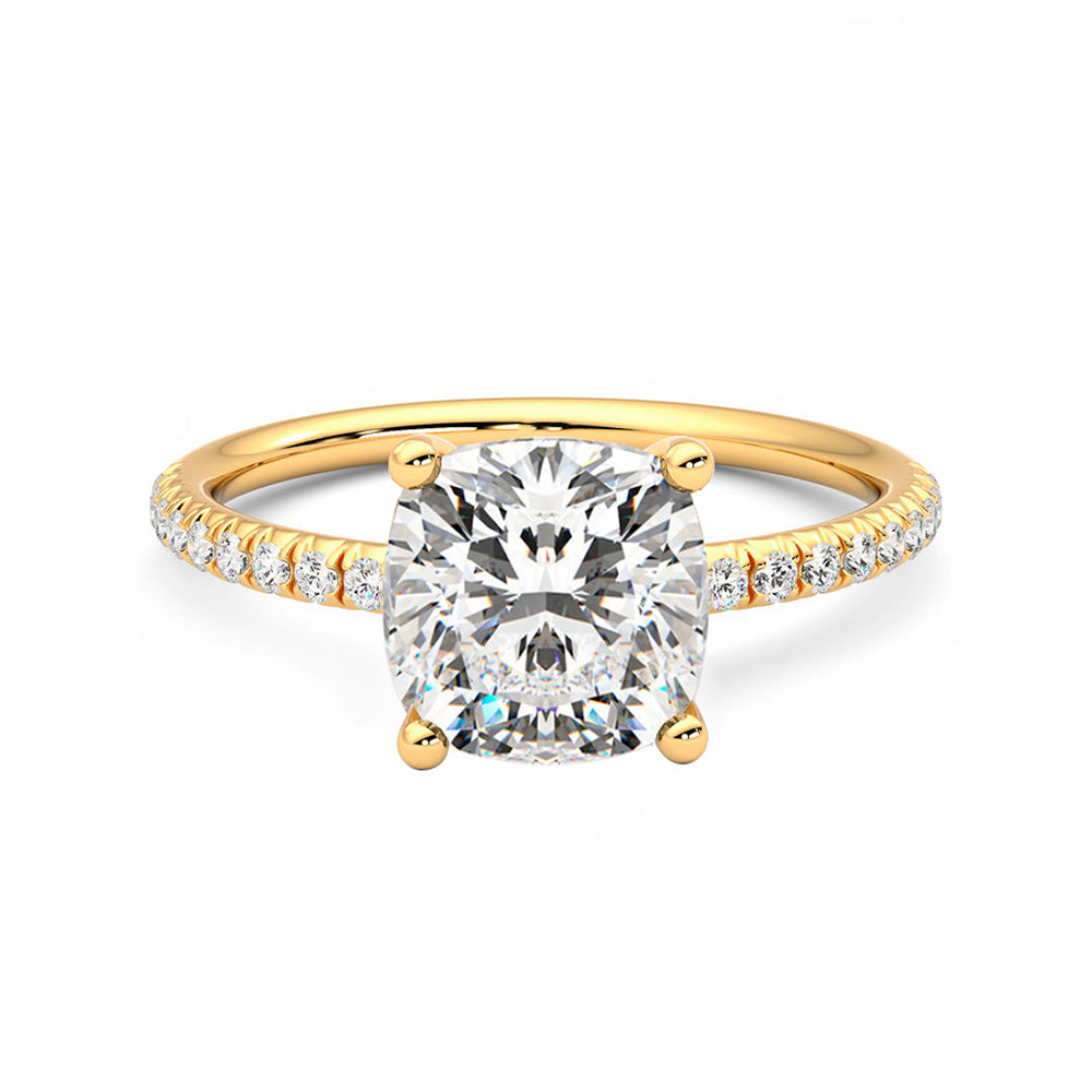 Anillo Princess Pavé Diamante y Oro 18k