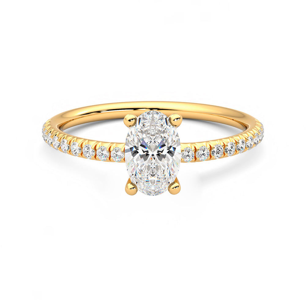 Anillo Princess Pavé Diamante y Oro 18k