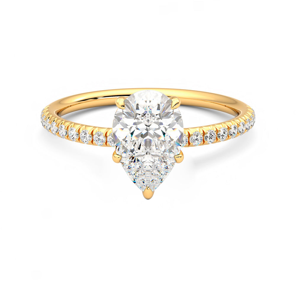 Anillo Princess Pavé Diamante y Oro 18k