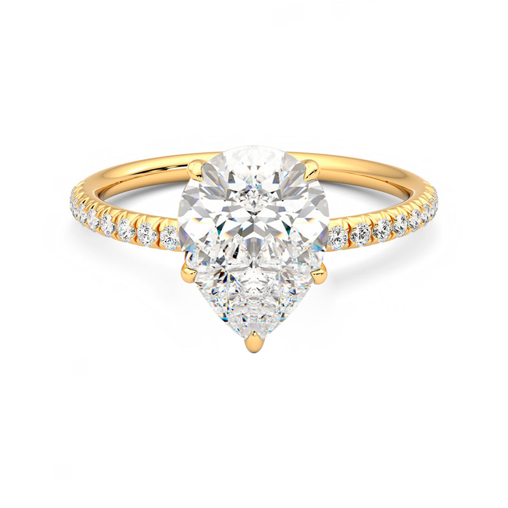 Anillo Princess Pavé Diamante y Oro 18k