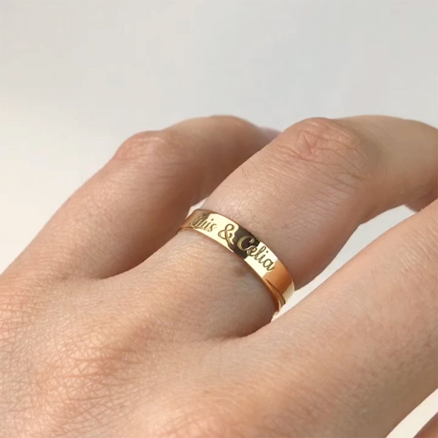 Alianza de Boda 4mm Nombre Letra Inglesa Oro 18k