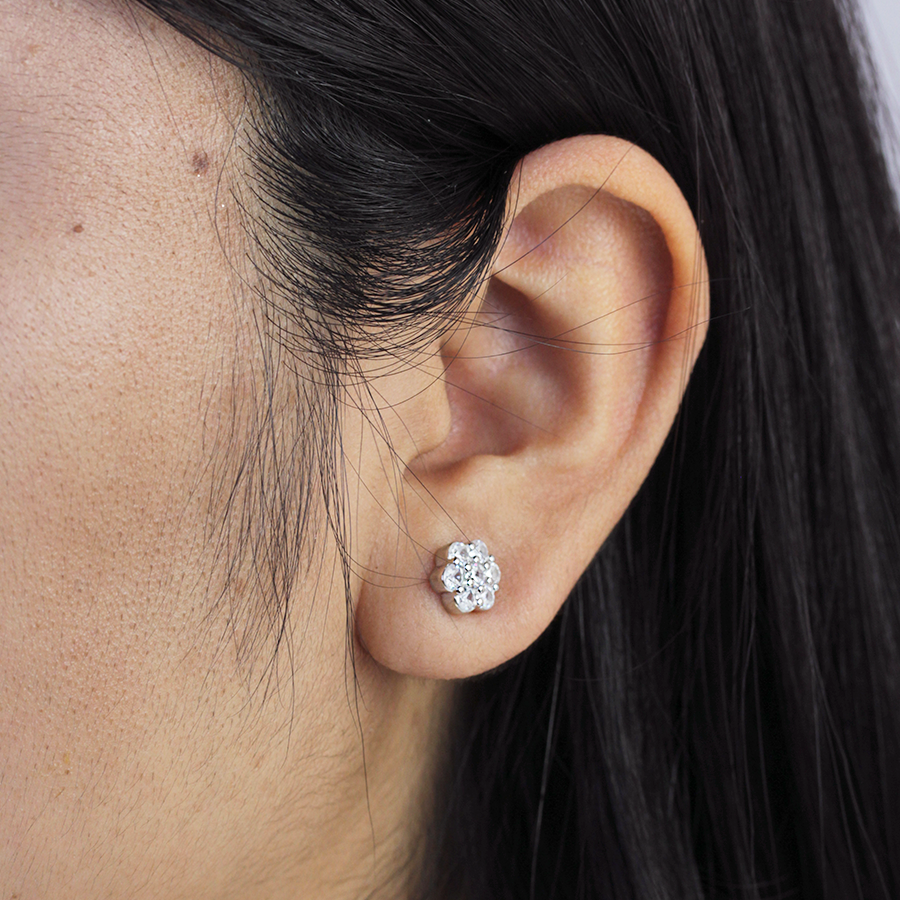 Collar y Pendientes Classic Flower Plata