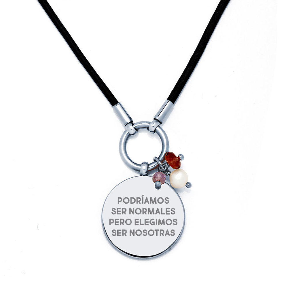 Collar Personalizable Cuero La vie en rose Plata