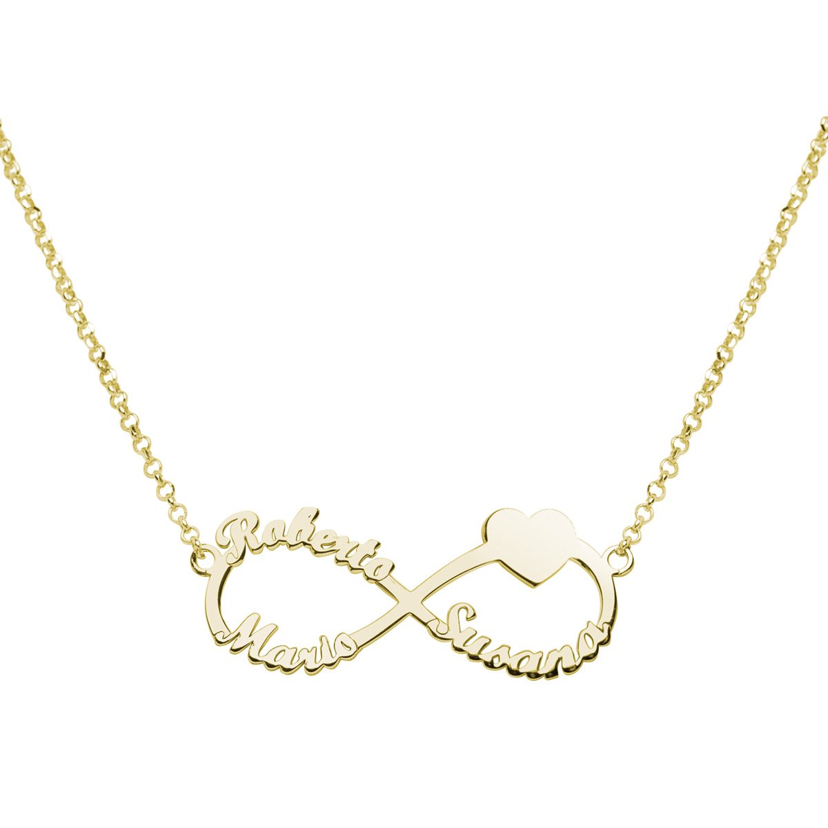 Collar Infinito Triple Corazón Plata