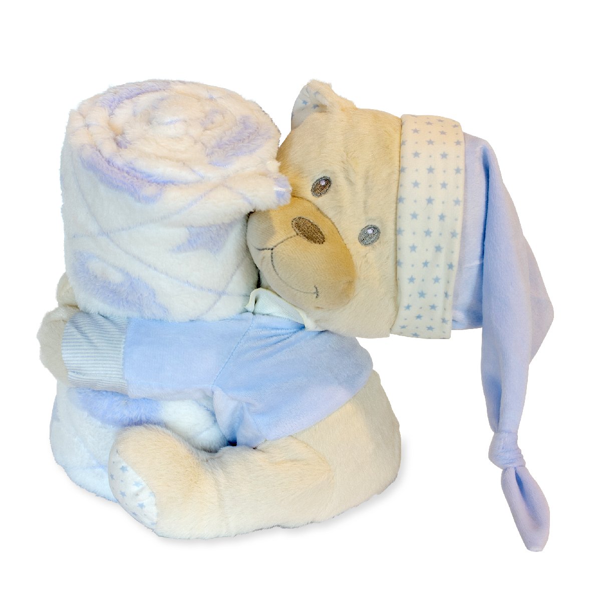 Capa baño oso azul bordado. Comprar toalla bebe personalizada