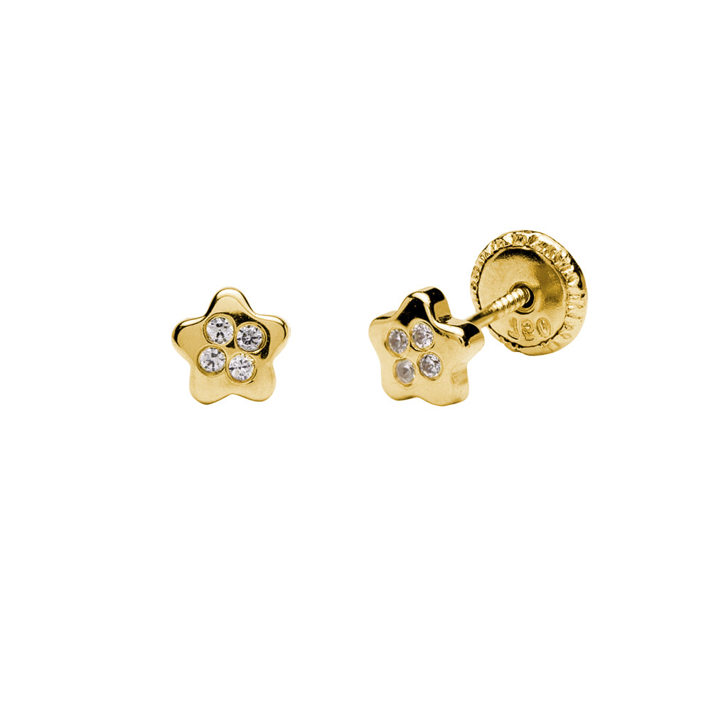 Pendientes Bebés Flor Circonitas 18k